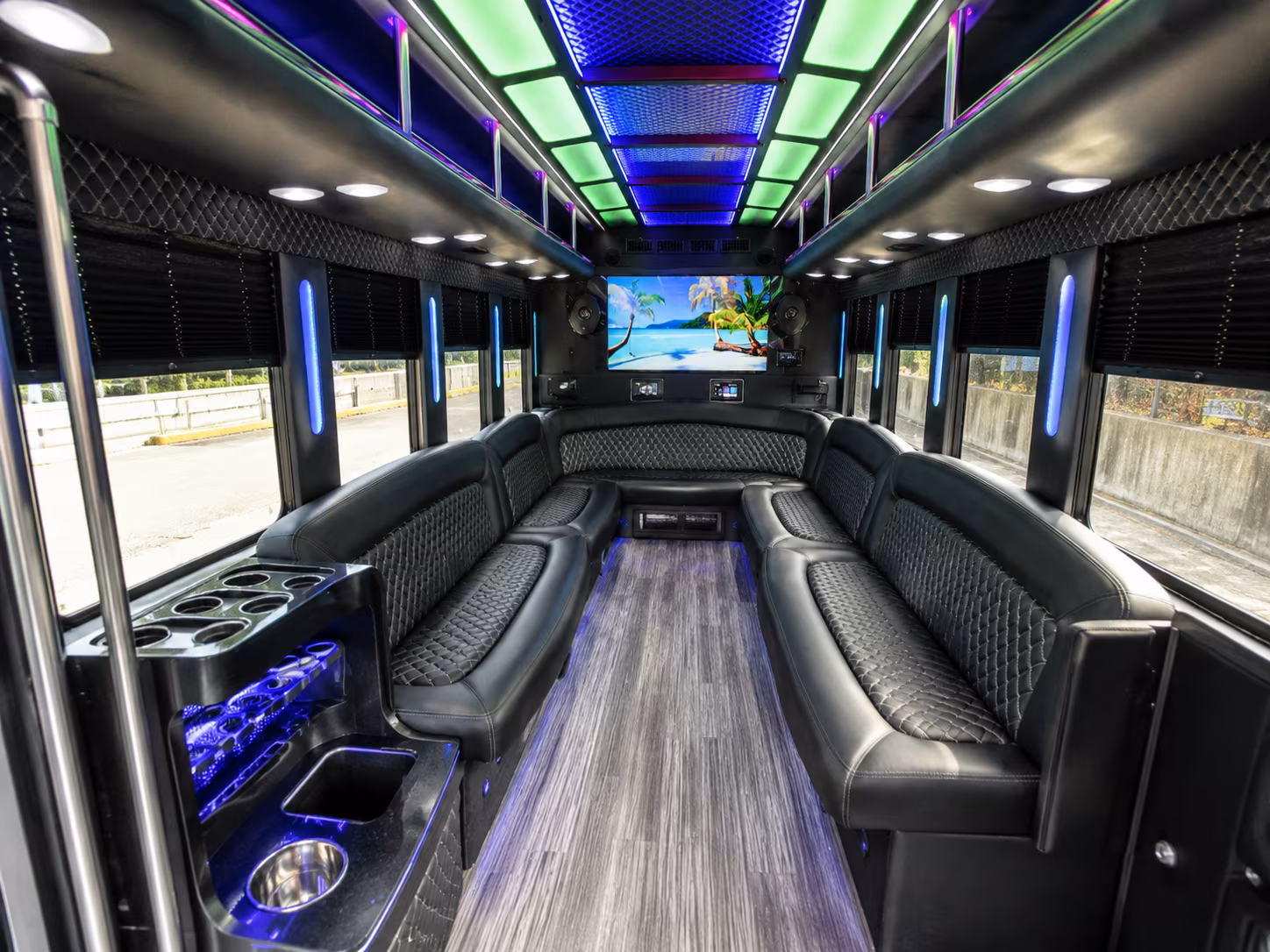 broomfield 18 passenger party bus inside