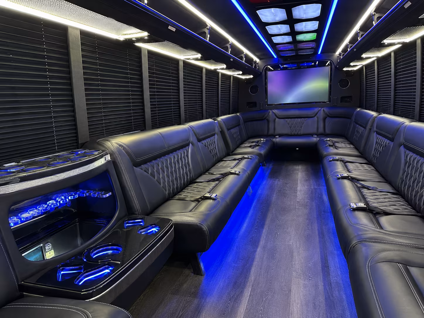 broomfield 20 passenger party bus inside