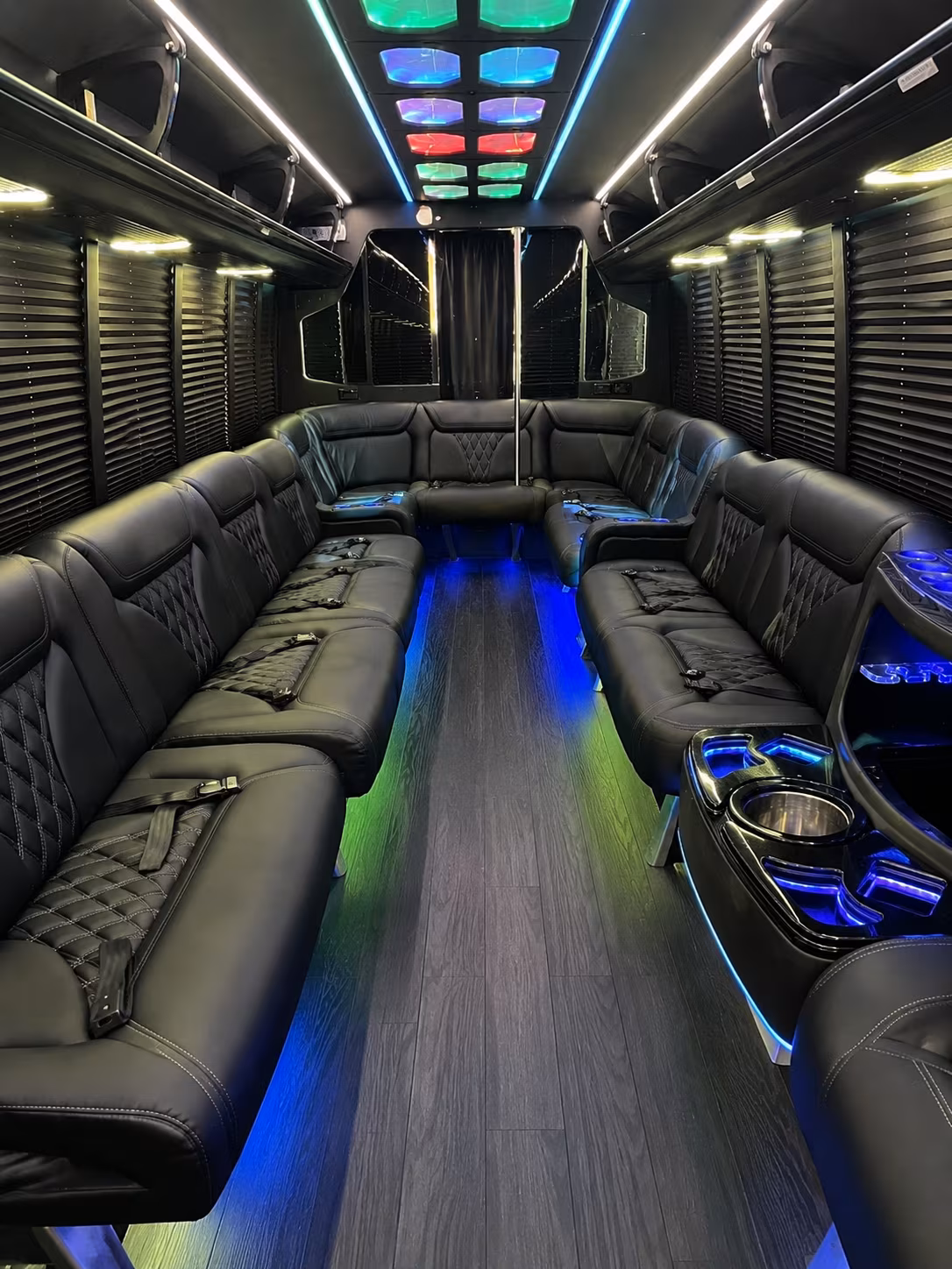 broomfield 20 passenger party bus interior